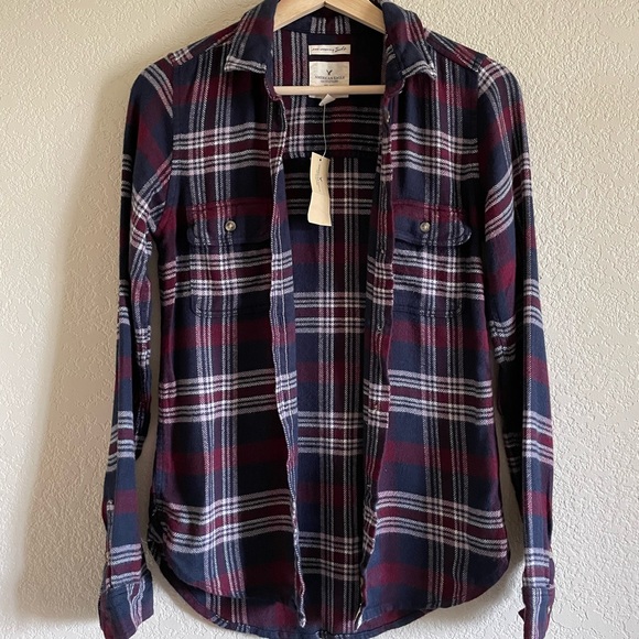 NWT- American Eagle Outfitters Ahh-mazingly Soft Flannel, XXS, slim fit - Picture 1 of 2